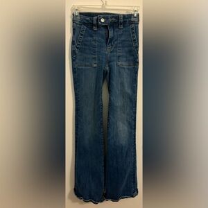 American Eagle Next Level Super High Rise Flare Jeans, Size 000